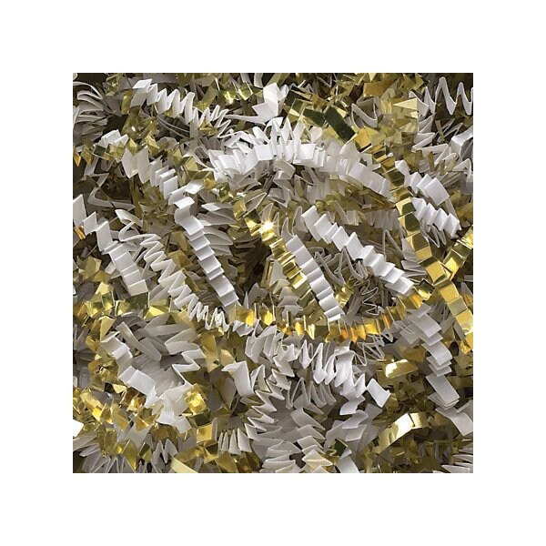 Bsc Preferred White and Gold Metallic Blend Crinkle Paper - 10 lb. Box BUY00016865 - main